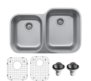 Alternate Image for Karran 32" Undermount Stainless Steel Kitchen Sink with Accessories, 60/40 Double Bowl, 18 Gauge, U-6040L-PK1