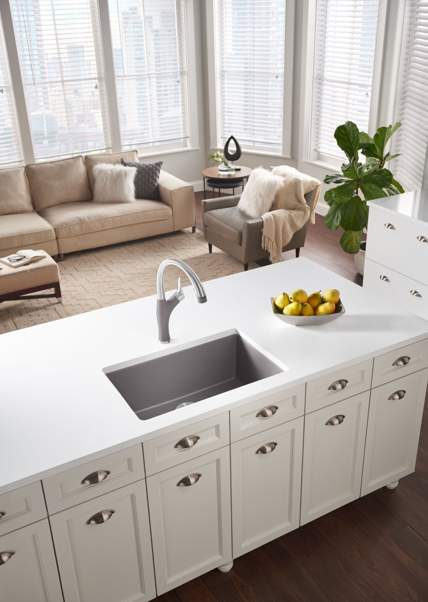 Blanco Precis 27" Undermount Granite Composite Kitchen Sink, Silgranit, Metallic Gray, 522428