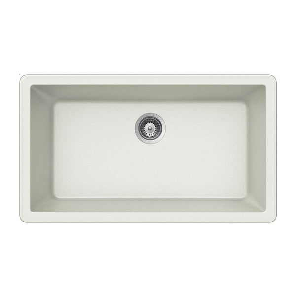 Houzer 33" Granite Undermount Single Bowl Kitchen Sink, White, V-100U CLOUD