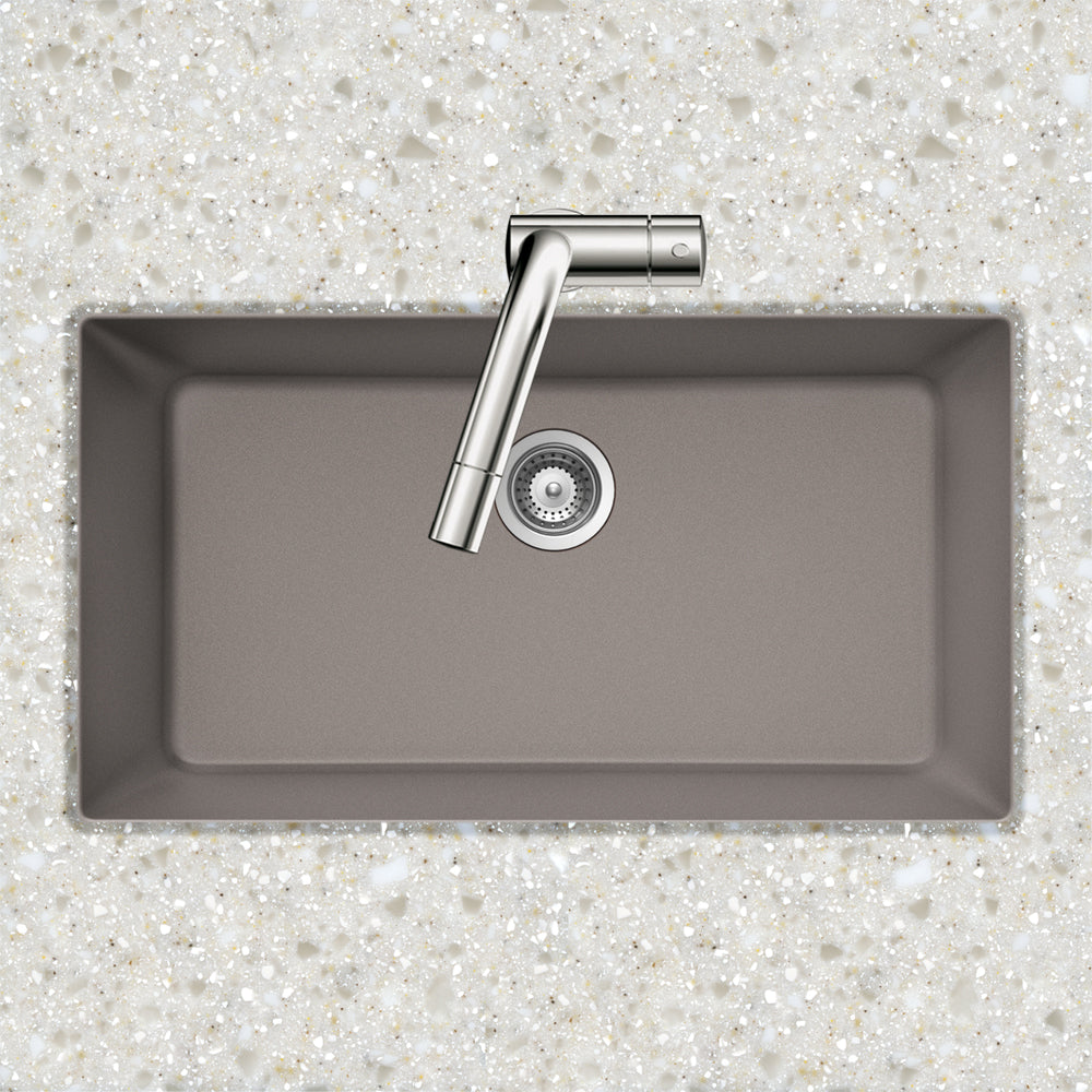 Houzer Quartztone 19" Undermount Granite Kitchen Sink, Taupe, V-100U TAUPE
