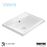 Karran Valera 20.375" x 16.125" x 4.5" Rectangular Vessel Vitreous China ADA Bathroom Sink, White, VC-201-WH