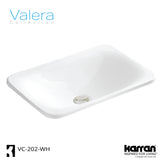 Karran Valera 21.125" x 14.5" x 4" Rectangular Vessel Vitreous China ADA Bathroom Sink, White, VC-202-WH