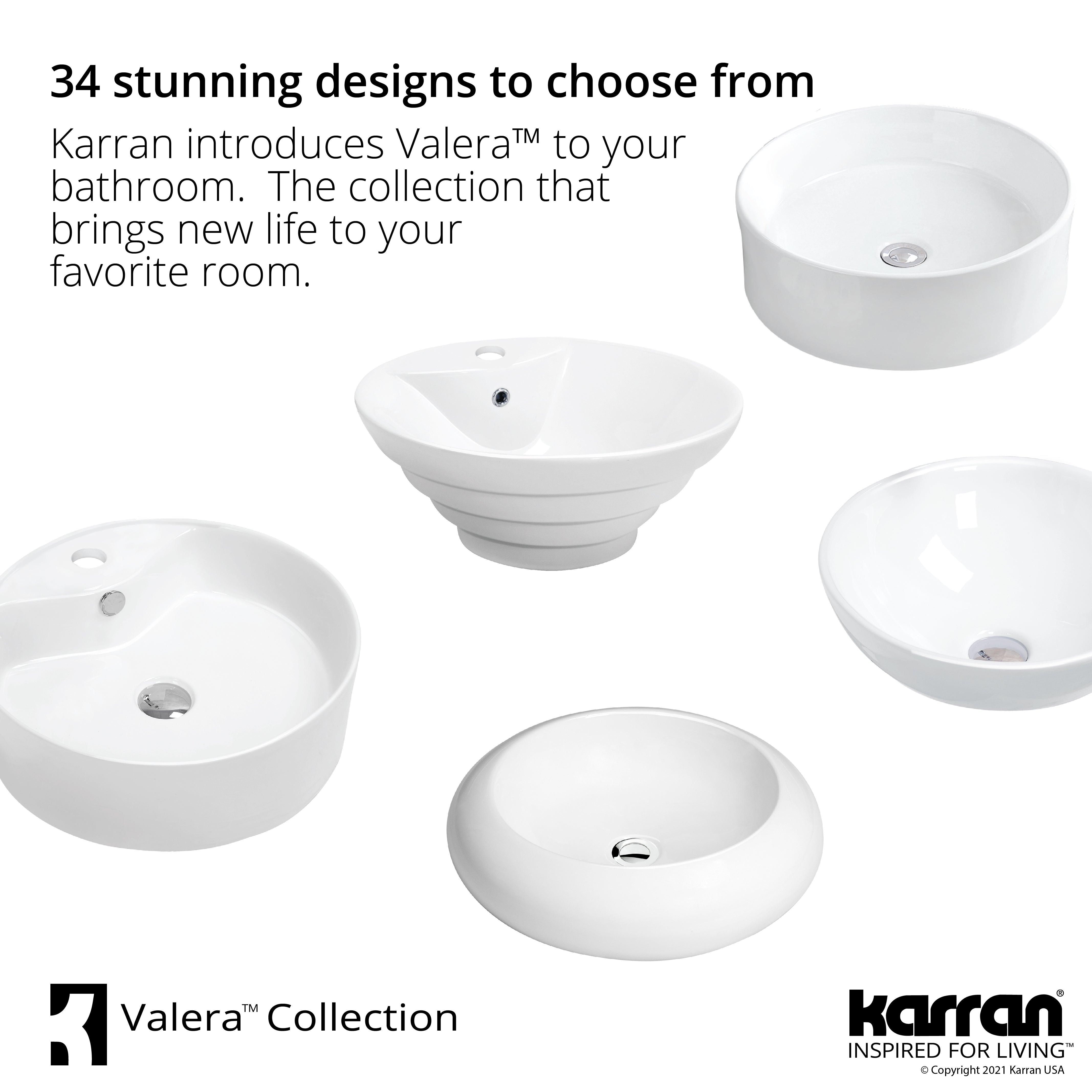 Karran Valera 27" x 163/4" x 31/4" Oval Vessel Vitreous China ADA Bathroom Sink, White, VC-303-WH