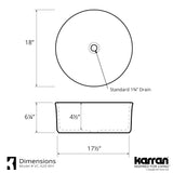 Karran Valera 18" x 18" x 4.5" Round Vessel Vitreous China ADA Bathroom Sink, White, VC-420-WH