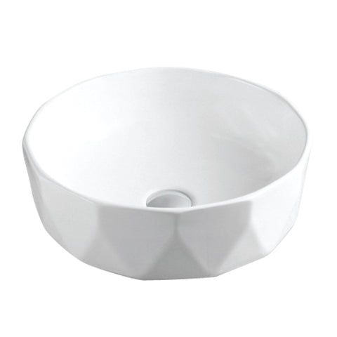 Karran Valera 16.5" x 16.5" x 4.5" Round Vessel Vitreous China ADA Bathroom Sink, White, VC-422-WH