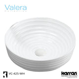 Karran Valera 16.125" x 16.125" x 4.25" Round Vessel Vitreous China ADA Bathroom Sink, White, VC-425-WH