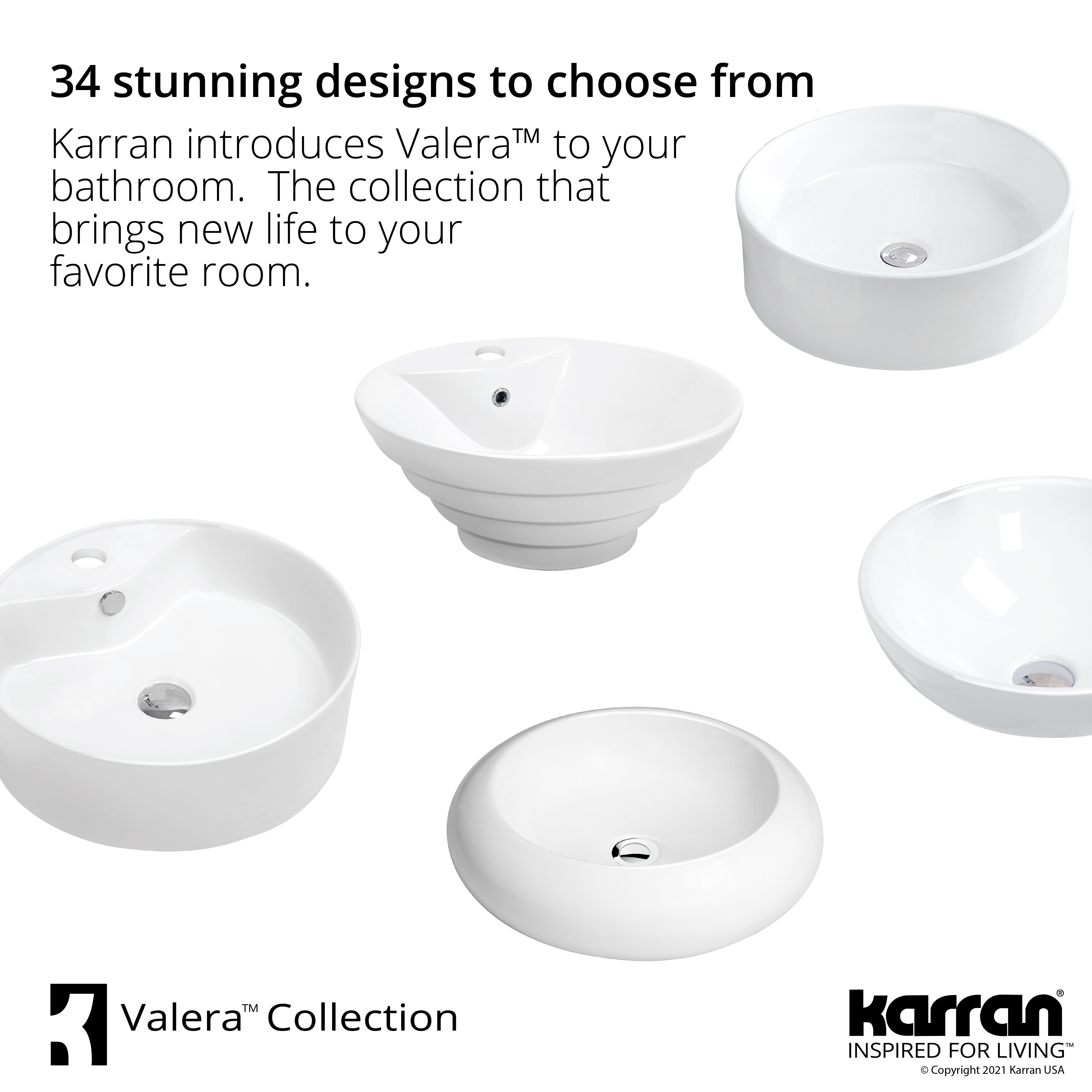 Karran Valera 19" x 13.25" x 4.5" Rectangular Vessel Vitreous China ADA Bathroom Sink, White, VC-502-WH