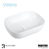 Karran Valera 18.25" x 13.125" x 4" Rectangular Vessel Vitreous China ADA Bathroom Sink, White, VC-512-WH