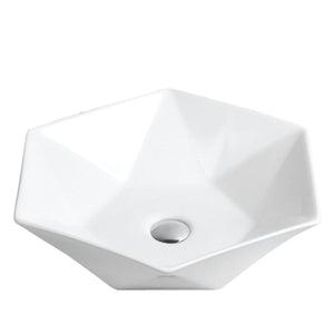 Alternate Image for Karran Valera 18.75" x 16.375" x 4" Hexagon Vessel Vitreous China ADA Bathroom Sink, White, VC-601-WH