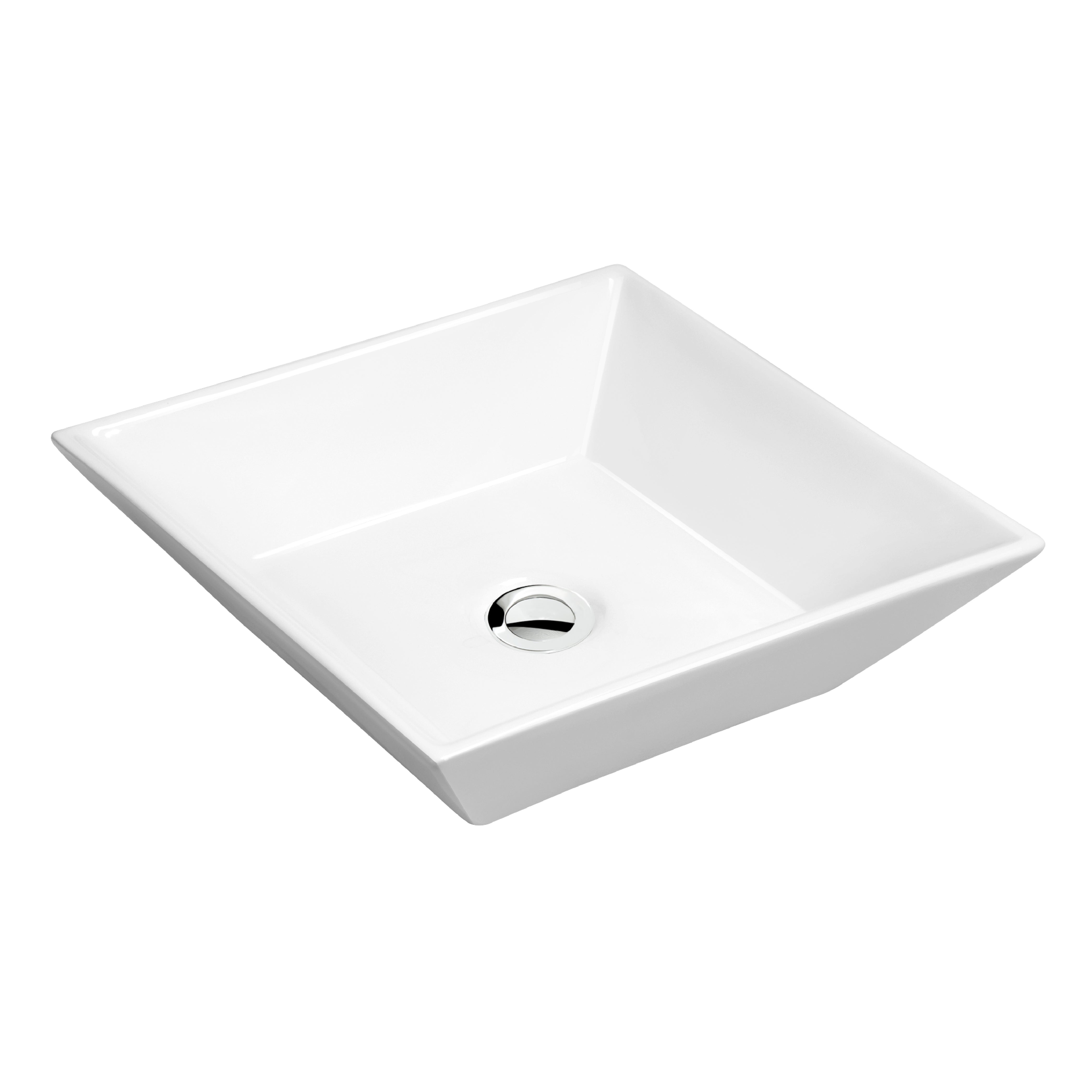 Karran Valera 16.25" x 16.25" x 3.75" Square Vessel Vitreous China ADA Bathroom Sink, White, VC-603-WH