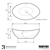Karran 22.875" x 14.875" Oval Vessel Vitreous China ADA Bathroom Sink with Faucet and Accessories, White, VC301WH412ORB