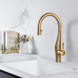 Houzer Vision Hidden Pull Down Kitchen Faucet Brushed Brass, VISPD-869-BB - The Sink Boutique