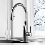 Houzer Vision Hidden Pull Down Kitchen Faucet with CeraDox Technology Polished Chrome, VISPD-869-PC - The Sink Boutique