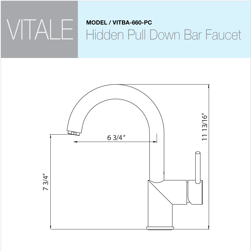 Houzer Vitale Bar Faucet with CeraDox Technology Polished Chrome, VITBA-660-PC - The Sink Boutique