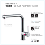Houzer Vitale Pull Out Kitchen Faucet with CeraDox Technology Polished Chrome, VITPO-664-PC - The Sink Boutique