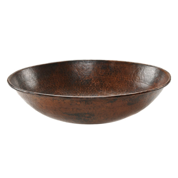 Premier Copper Products 17" Oval Copper Bathroom Sink, Oil Rubbed Bronze, VO17WDB