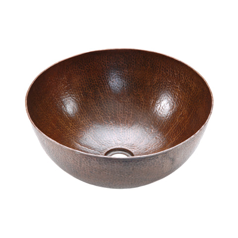 Premier Copper Products 15" Round Copper Bathroom Sink, Oil Rubbed Bronze, VR15BDB