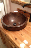 Premier Copper Products 17" Round Copper Bathroom Sink, Oil Rubbed Bronze, VR17SKDB - The Sink Boutique
