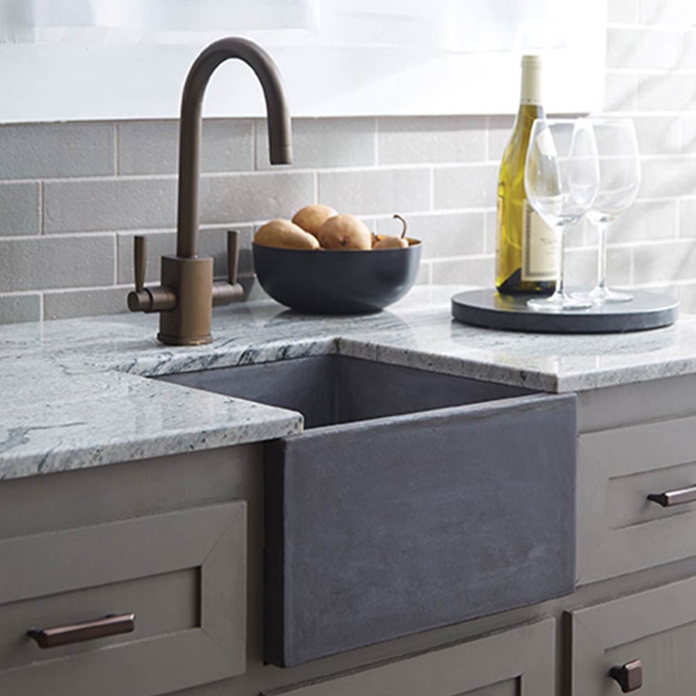 Farmhouse Apron Front Concrete 15 in. Single Bowl Kitchen Sink in Slate Farmhouse Apron Front Concrete 15 in. Single Bowl Kitchen Sink in Slate