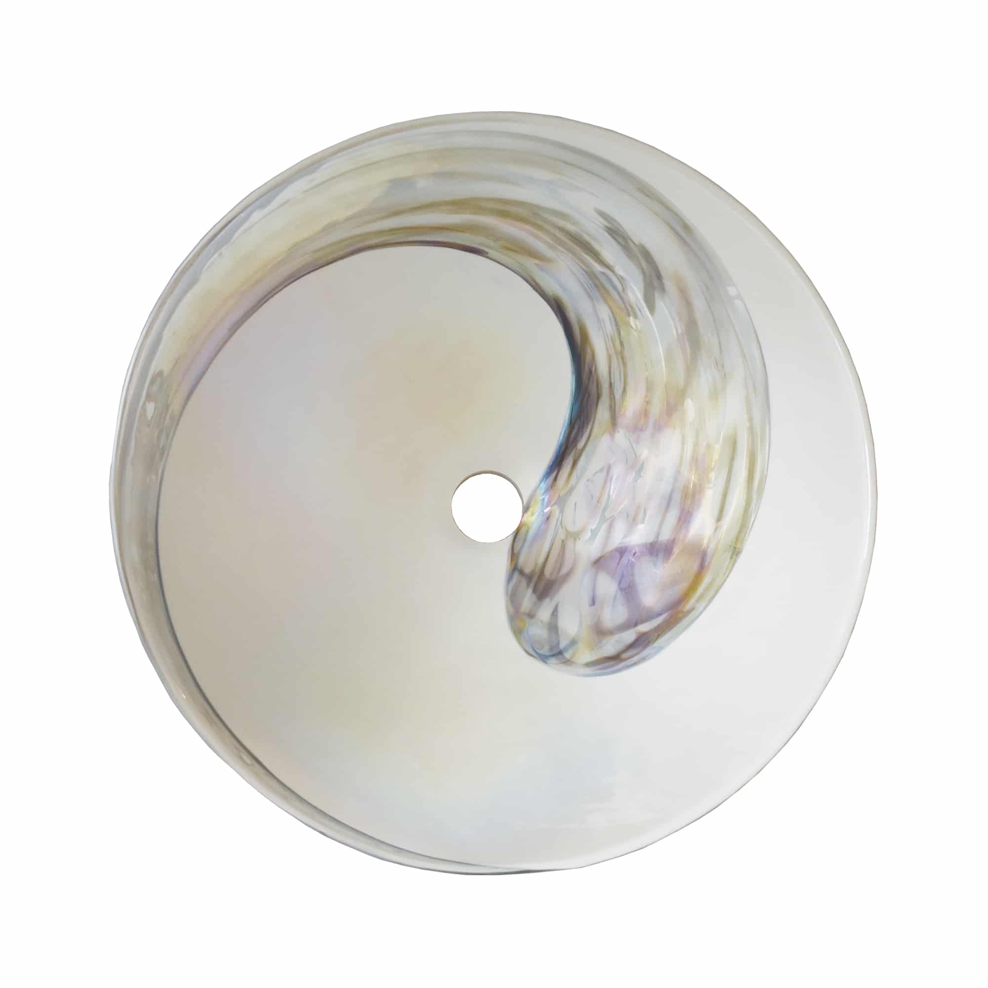 Native Trails Murano 16.25" Round Vessel Glass Bathroom Sink, Abalone, MG1717-AE