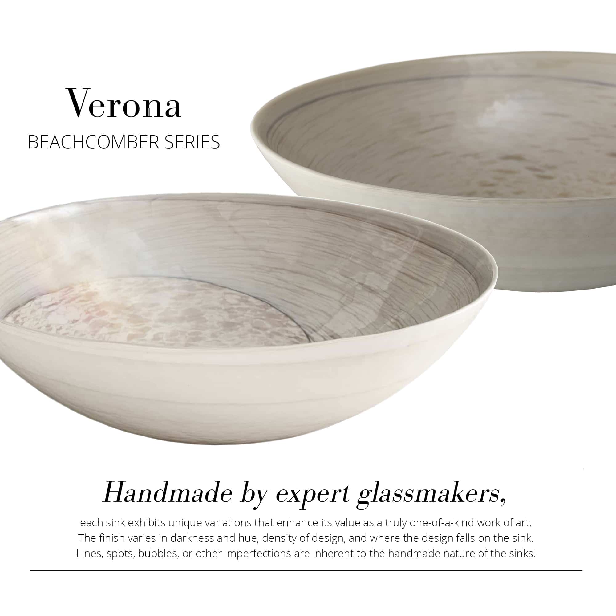 Native Trails Murano 16" Round Glass Vessel Bathroom Sink, Beachcomber, MG1717-BR