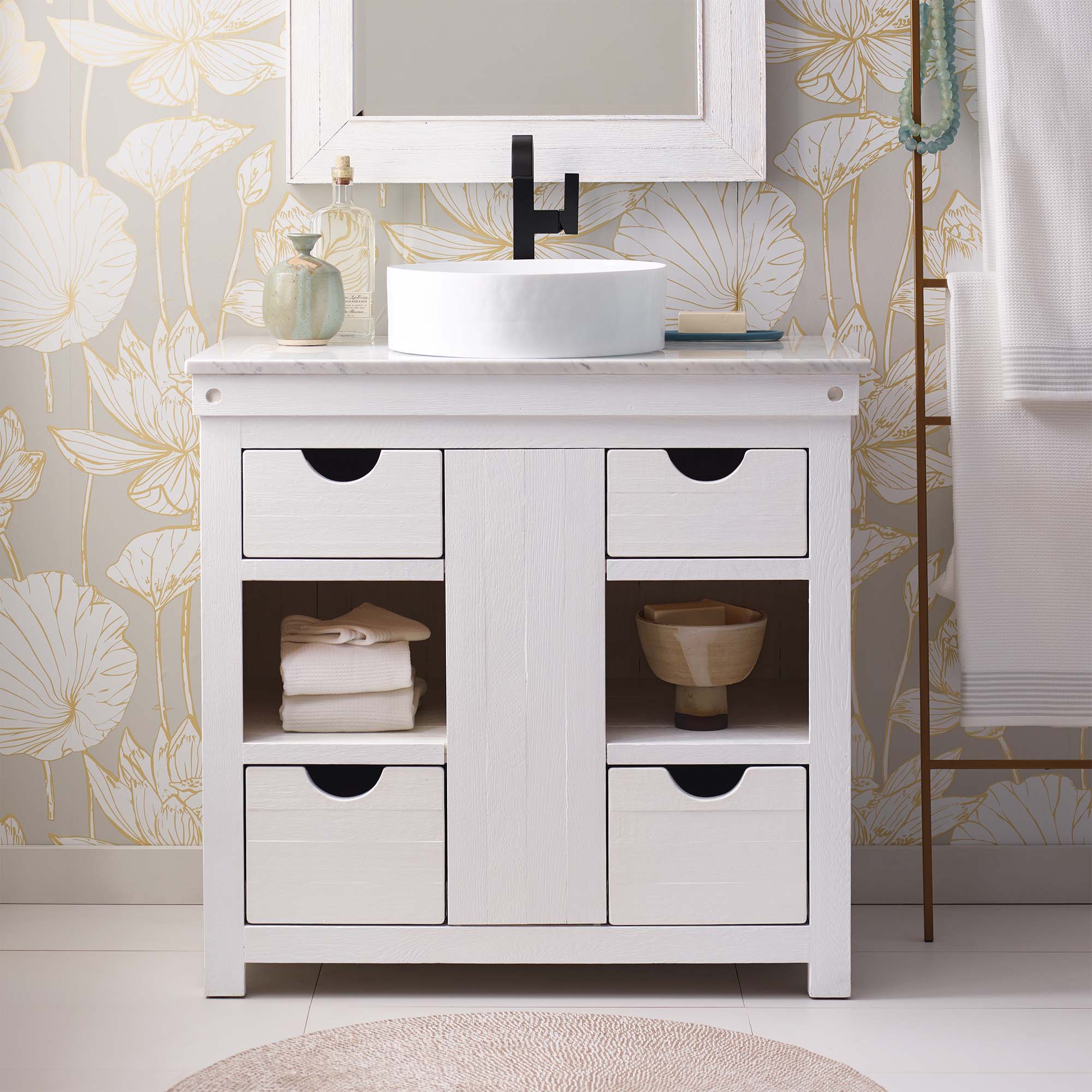 Native Trails Vintner's 36" Freestanding Vanity Base in Blanc, VNW360