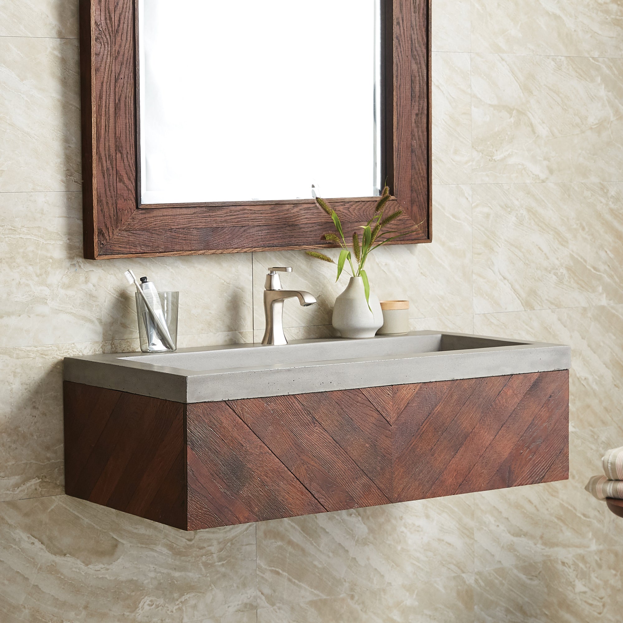 Native Trails 36" Wall Mount Floating Vanity Base in Cabernet, VNW194