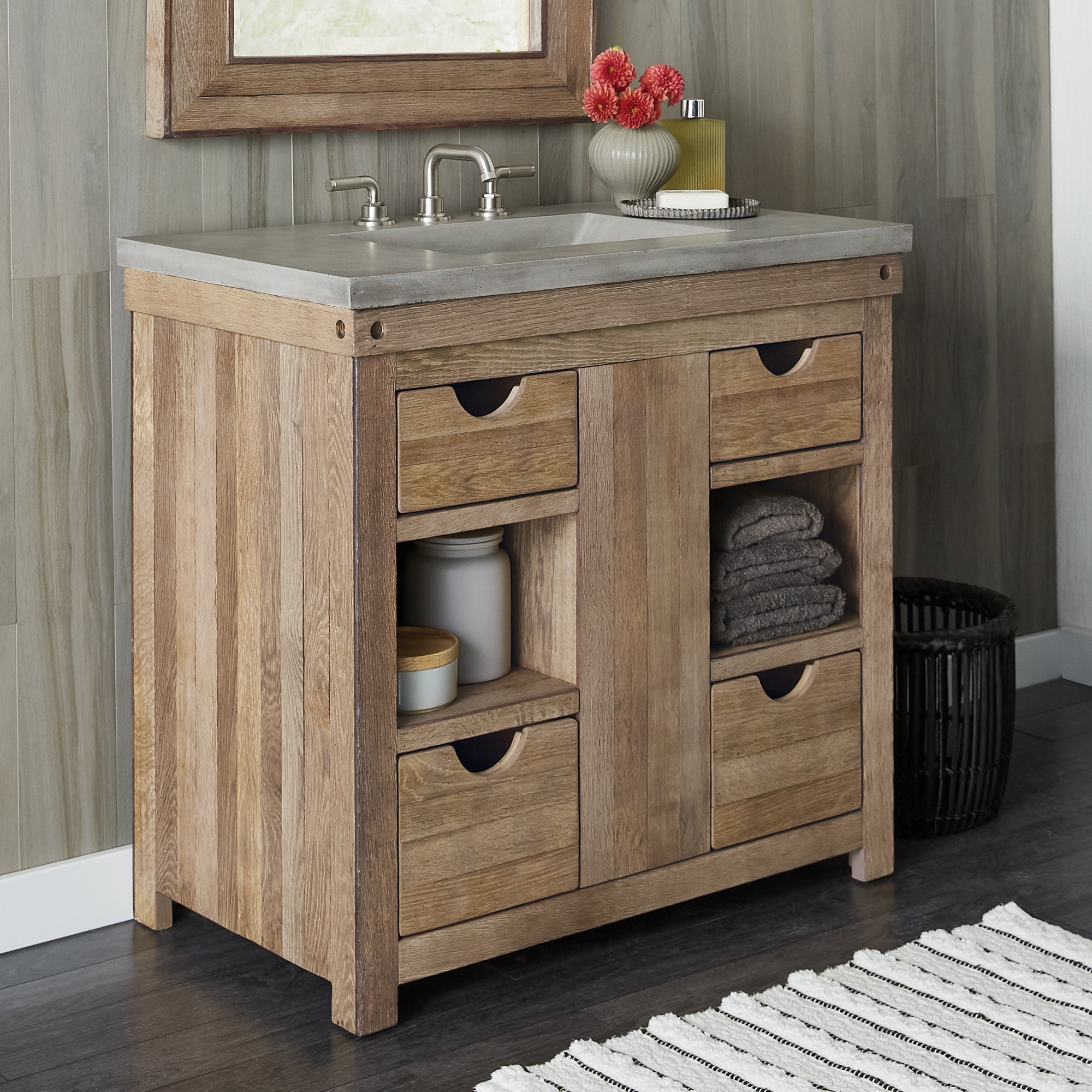 Native Trails 36" Freestanding Vanity Base in Chardonnay, Reclaimed Oak Wood, Vintner's Collection, VNW361