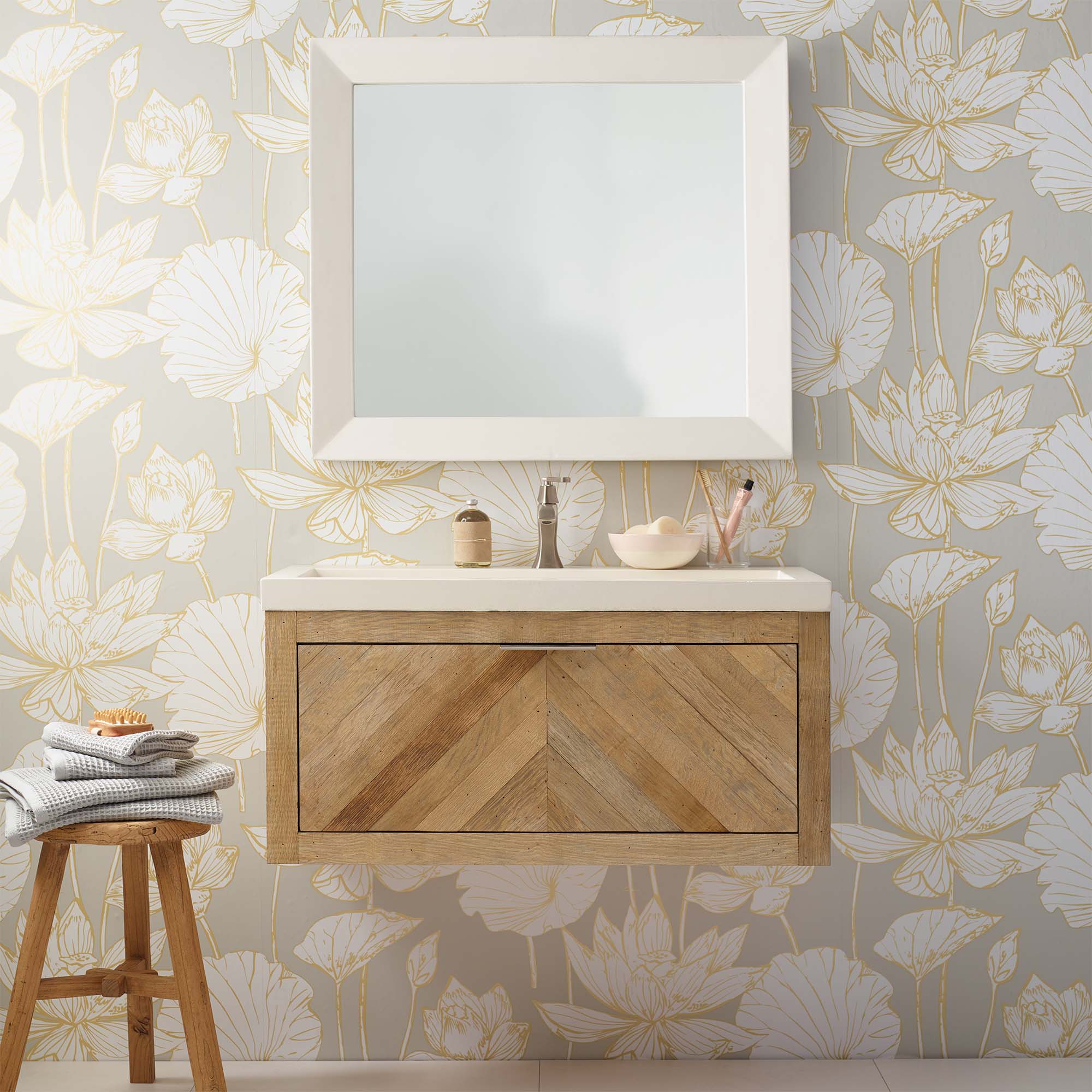 Native Trails 36" Vintner's Floating Wall Mount Vanity Base with Drawer in Chardonnay, VNW201