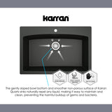 Karran 33" Undermount Quartz Composite Kitchen Sink, Black, QU-712-BL