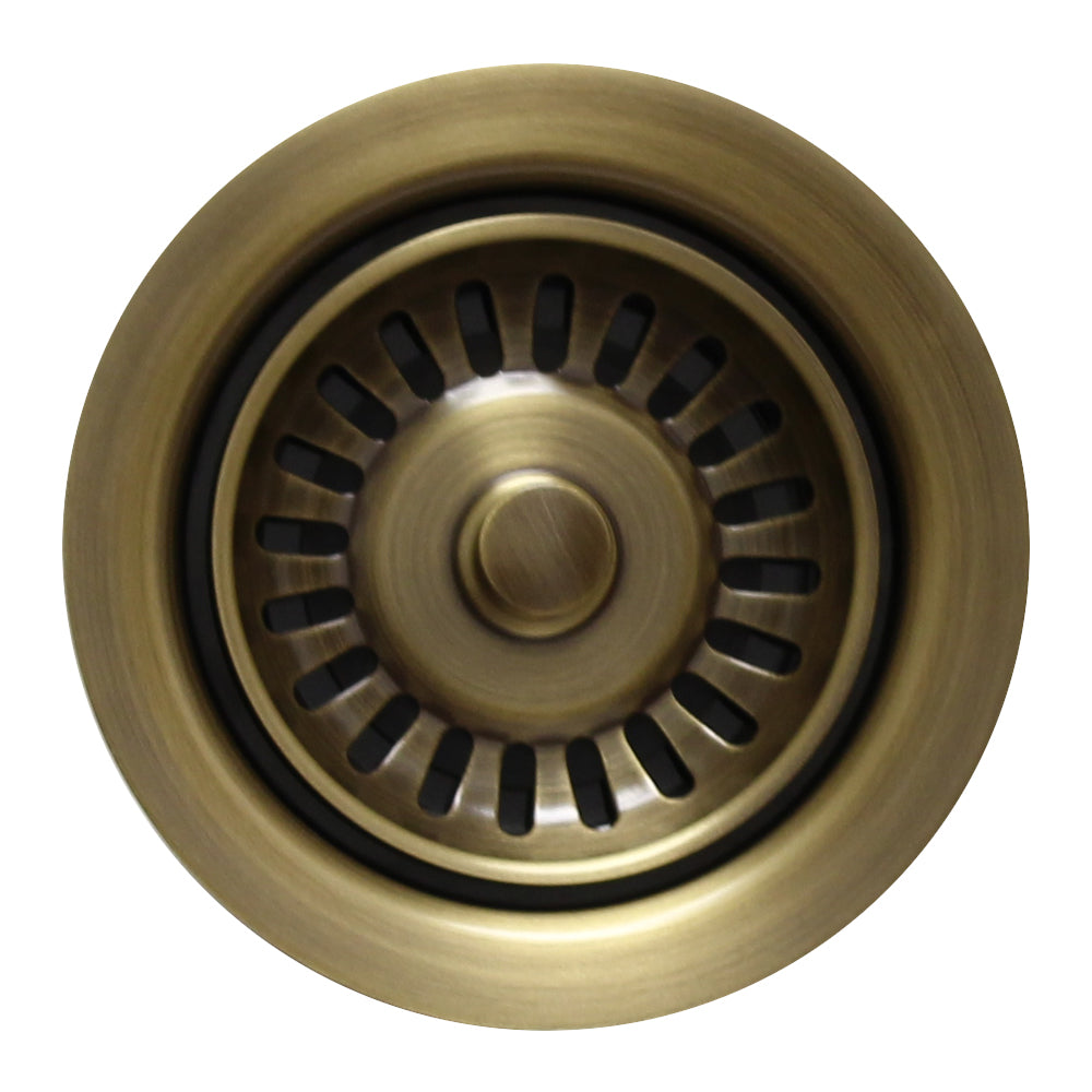 Whitehaus 3 1/2" Waste Disposer Trim with Basket Strainer, Antique Brass, WH200-AB - The Sink Boutique