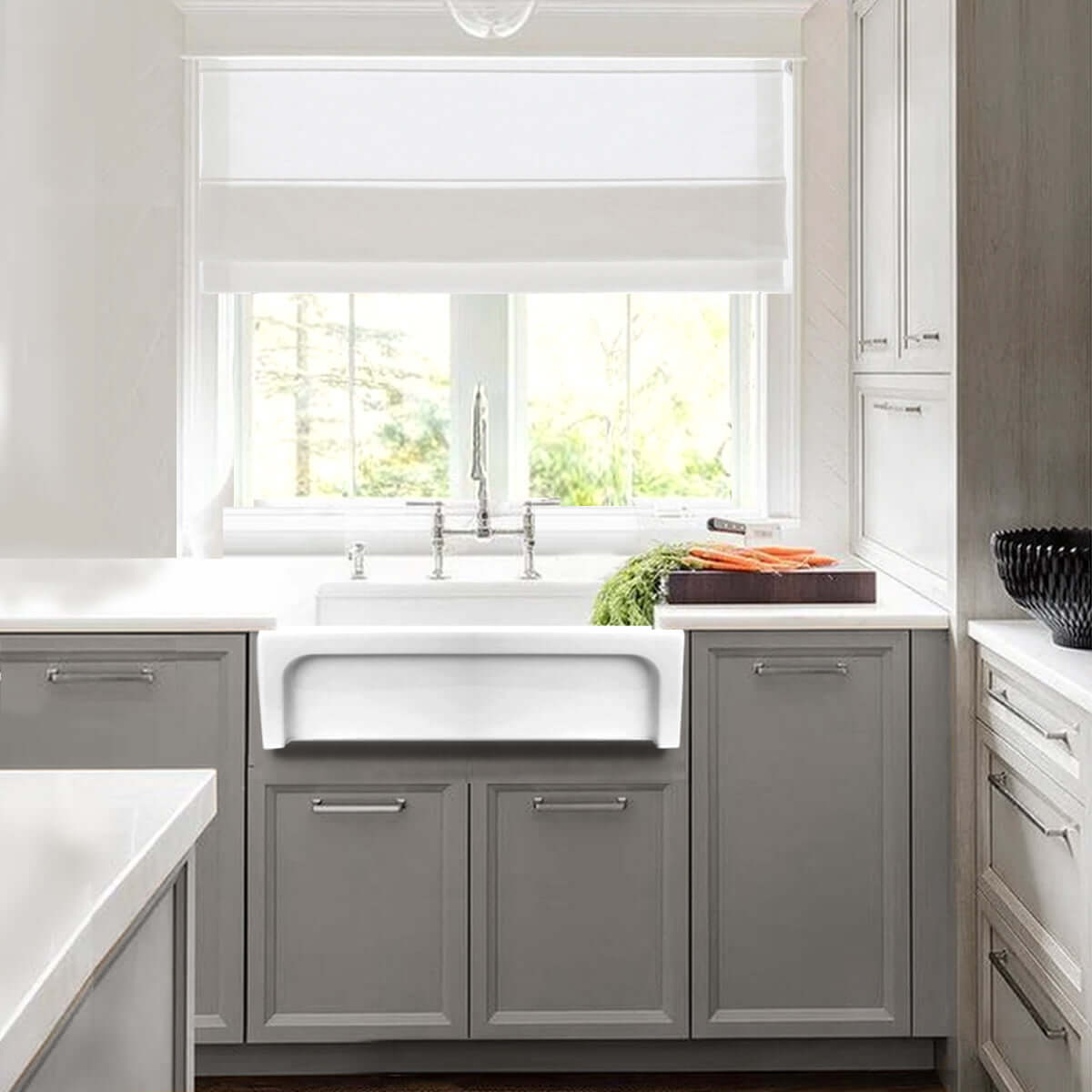 Nantucket Sinks Cape 30" Fireclay Farmhouse Sink, White, WH3018FCL
