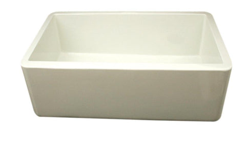 Whitehaus WH3018-BISCUIT Farmhaus Fireclay Duet Series Reversible Sink with Smooth Front Apron