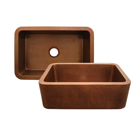 Whitehaus WH3020COFC-OCH Copperhaus Rectangular Undermount Sink with Hammered Front Apron