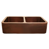 Whitehaus WH3621COFCD-OCS Copperhaus Rectangular Double Bowl Undermount Sink with Smooth Front Apron