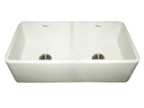 Whitehaus WH3719-BISCUIT Farmhaus Fireclay Duet Series Reversible Sink with Smooth Front Apron