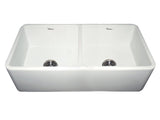 Whitehaus WH3719-WHITE Farmhaus Fireclay Duet Series Reversible Sink with Smooth Front Apron