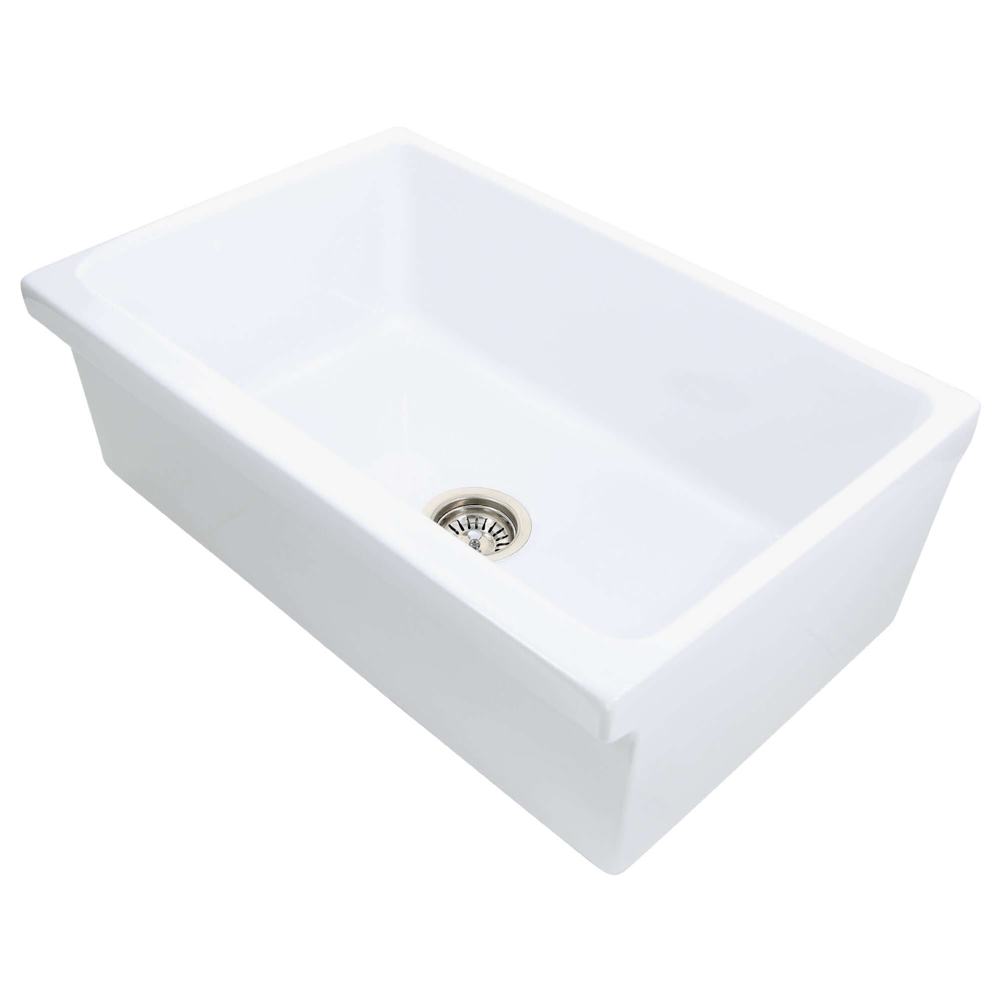 Nantucket Sinks Cape 30" Fireclay Farmhouse Sink, White, WHFCDL30