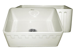 Alternate Image for Whitehaus 24" Fireclay Single Bowl Farmhouse Apron Sink, Reversible, Biscuit, WHFLATN2418