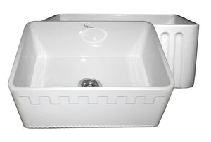 Alternate Image for Whitehaus 24" Fireclay Single Bowl Farmhouse Apron Sink, Reversible, White, WHFLATN2418