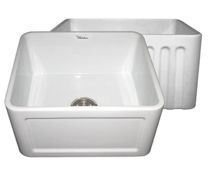 Alternate Image for Whitehaus 20" Fireclay Single Bowl Farmhouse Apron Sink, Reversible, White, WHFLCON2018