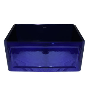Alternate Image for Whitehaus 24" Fireclay Single Bowl Farmhouse Apron Sink, Reversible, Blue, WHFLCON2418