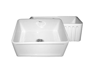 Alternate Image for Whitehaus 24" Fireclay Single Bowl Farmhouse Apron Sink, Reversible, White, WHFLCON2418