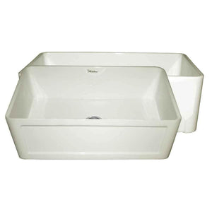 Alternate Image for Whitehaus 30" Fireclay Single Bowl Farmhouse Apron Sink, Reversible, Biscuit, WHFLCON3018