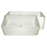Whitehaus WHFLCON3018-BISCUIT Farmhaus Fireclay Reversible Sink with a Concave Front Apron on One Side and Fluted Front Apron on the Other