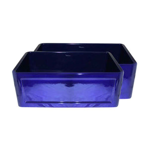 Alternate Image for Whitehaus 30" Fireclay Single Bowl, Farmhouse Apron Sink, Reversible, Blue, WHFLCON3018
