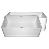 Whitehaus WHFLCON3018-WHITE Farmhaus Fireclay Reversible Sink with a Concave Front Apron on One Side and Fluted Front Apron on the Other
