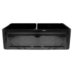Alternate Image for Whitehaus 33" Fireclay Double Bowl Farmhouse Apron Sink, Reversible, Black, WHFLCON3318