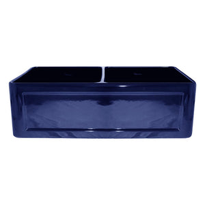 Alternate Image for Whitehaus 33" Fireclay Double Bowl Farmhouse Apron Sink, Reversible, Blue, WHFLCON3318