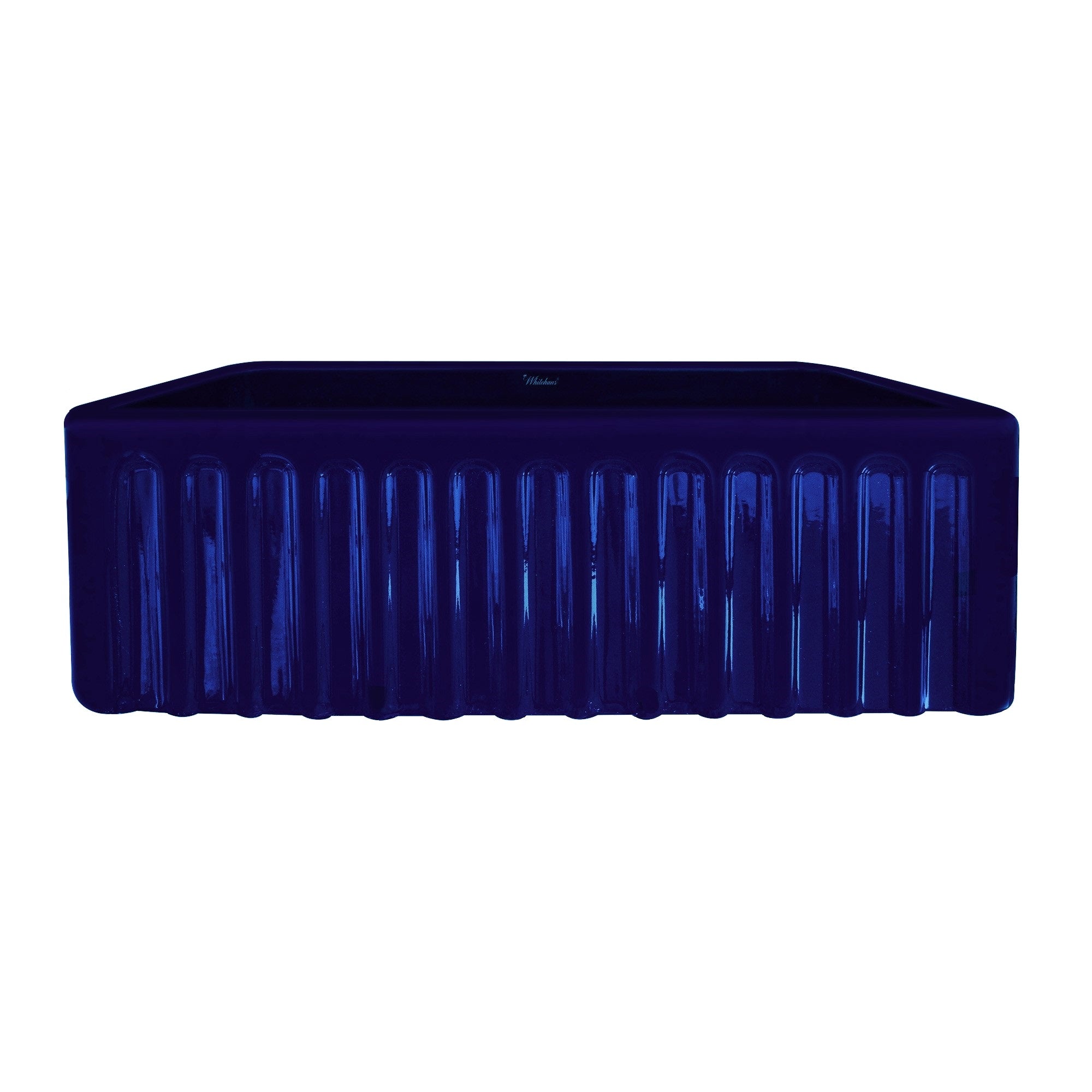 Whitehaus 30" Fireclay Farmhouse Sink, Single Bowl, Blue, WHFLGO3018-BLUE Fluted Front